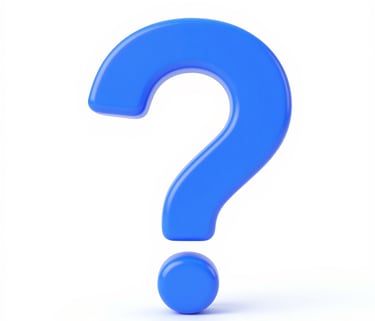 A 3D blue question mark icon isolated on a white background, symbolizing help, support, and FAQ inquiries.