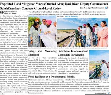 Expedited Flood Mitigation Works Ordered Along Ravi River: Deputy Commissioner Sakshi Sawhney Conduc