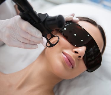 fractional CO2 laser on woman's cheek