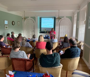 Seminar at one of HF houses - guests are all awake!