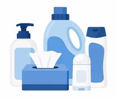 Household, toiletries and personal care products packed for business delivery with 24ft lorry transport