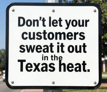 A friendly technician handing over a referral code card to a smiling customer.