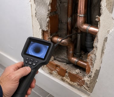 Recherche et détection de fuite d’eau non visible dans les murs par un spécialiste en plomberie en F