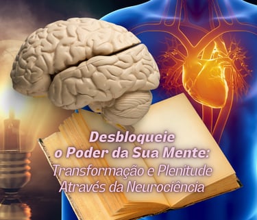 lâmpada (para ideias), um coração para emoção e um livro aberto para a integram o poder da mente