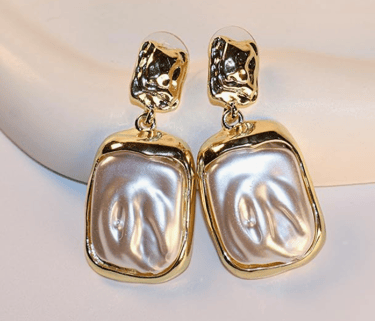 WHITE STONE BIG EARRINGS