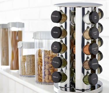 Kamenstein revolving countertop spice rack with 20 jars and included spices