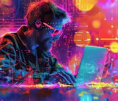 imagem futurista da inteligência artificial em um desenho feito pela I.A
