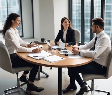 A professional real estate agent showing coastal properties in Montenegro to clients.