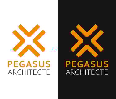 Un logo orange sur fond blanc et sur fond noir