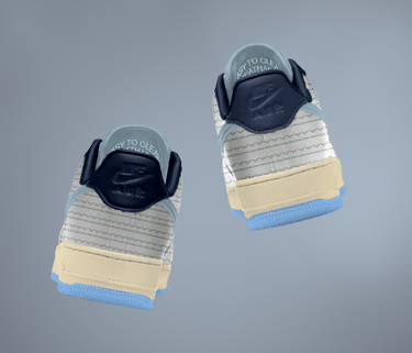 Free Nike Sneaker mockup featuring rear view of matching pair with zigzag pattern and "Nike Air" bra