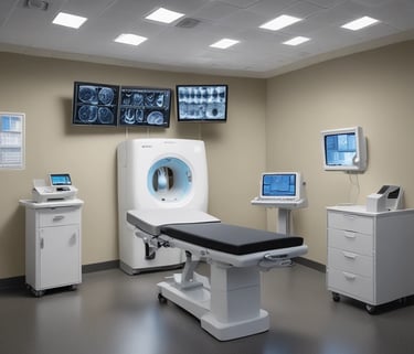 Close-up of a neuroradiology expert annotating MRI images on a computer screen.