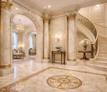 Elegant marble foyer with grand staircase