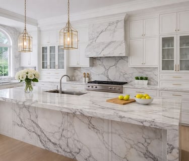 Elegant marble kitchen with gold accents