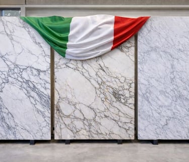 Elegant marble showcase in showroom