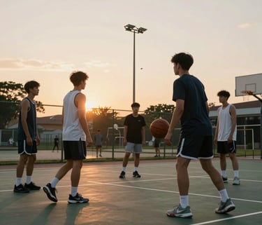 Dynamic shot of an athlete engaging with a brand ambassador at a sports event.