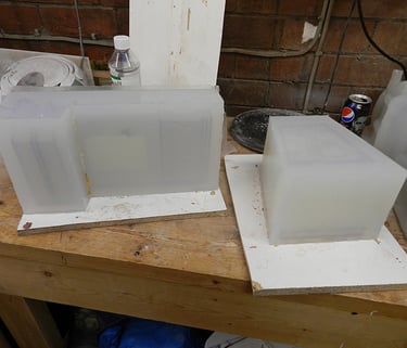 Silicone block moulds prepared for casting as part of professional 3D sculptural services