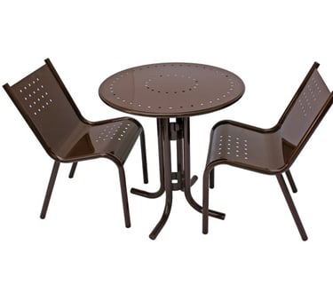 mesa de picnic metálica redonda modelo in on 4 de acero