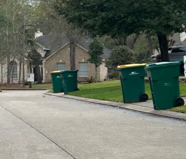 Trash Can Caddie valet moving bins in The Woodlands TX.