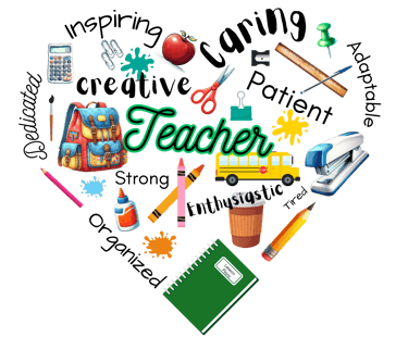 heart shape design with words and pictures about teachers