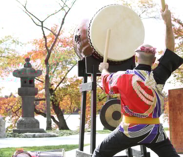 Mark H Rooney performs - dedication of Japanese stone lantern at Tidal Basin - credit: Ramon Talusan