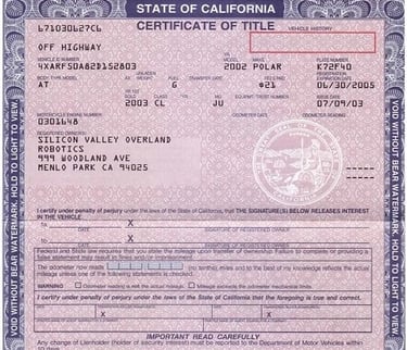 Auto Title State of California