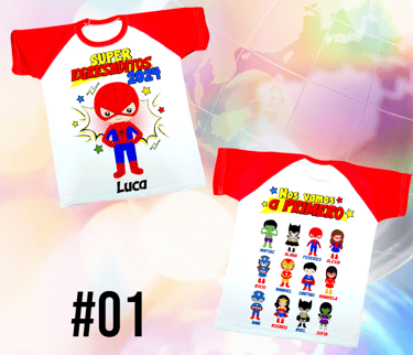 Remera para egresados de Jardin de Infantes con diseño de Superheroes.
