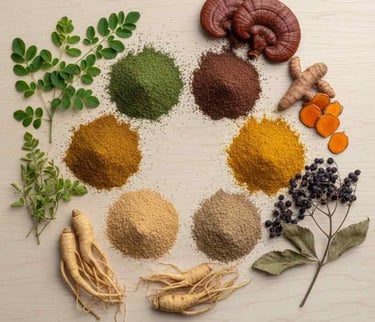 “Top view of herbal extract powder”