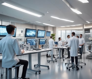 A person wearing a graduation gown and cap stands confidently in front of a building labeled 'Science & Engineering'. The architecture features brickwork and large windows, with a well-maintained pathway and small shrubs leading to the entrance.