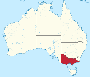 Map Outline of Australia with Victoria highlighted  in red