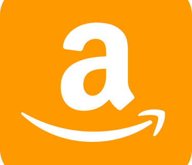 a square orange square with the amazon logo
