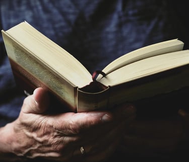 Livro apoiado nas mãos