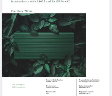 TERRAFACE environmental product declaration