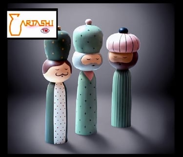 Sustainable toys, handmade wooden toys. Arabs set of three.
