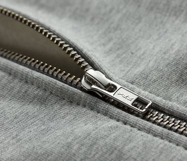 close up of a zip