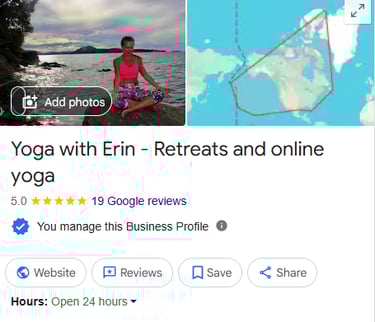 Google Business listing for Yoga with erinb