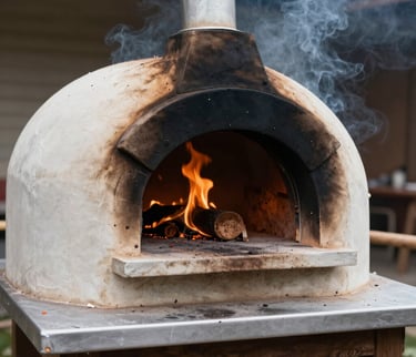 Smoke and soot removal from outdoor pizza oven fire