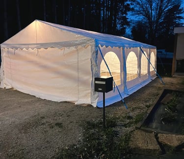 tente de réception de nuit, éclairage tente de réception pour événement