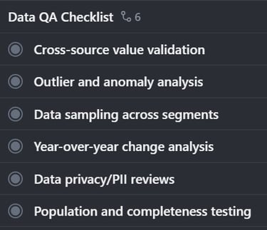 checklist for data quality assurance for total comp statements