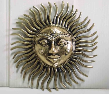 "Handmade brass sun wall hanging–ethnic home decor – vintage-style-Labeled for export"
