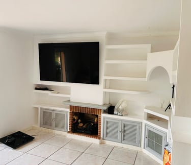 a television set up in a living room
