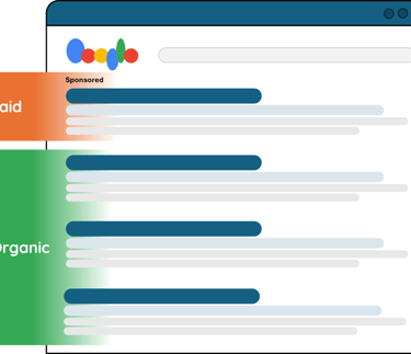 graphic example of the difference between paid and organic search results