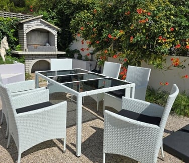 Eastern terrace dining set for six with stone garden grill, Easy Living, Lokva Rogoznica