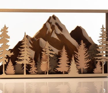3D-Holzkunst Berglandschaft – Handgefertigte Wanddeko Schweiz