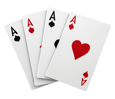 A hand of four playing cards.