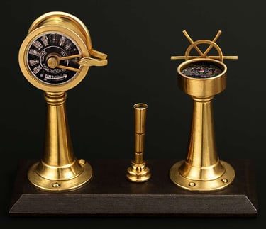 nautical telegraph with pen holder and wheel compass