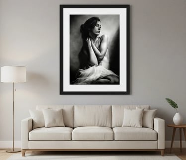 Reproducción Giclée de retrato de bailarina realista de Juan Martin Villate firmado y exclusivo