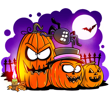 Illustration drôle de citrouilles d'Halloween avec un araignée