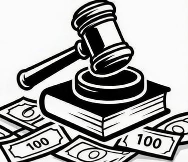 Gavel on book with cash around
