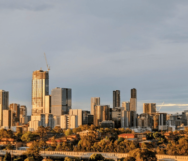 Image of Parramatta skyline from the south in 2022.