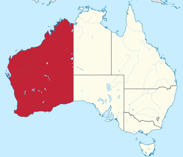 Western Australia highlighted in map of Australia 